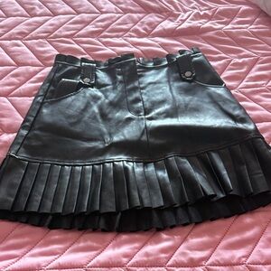 Zara Black Leather Skater Skirt